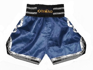 Boxing Trunks, Boxing Shorts : KNBSH-201-Navy-Silver